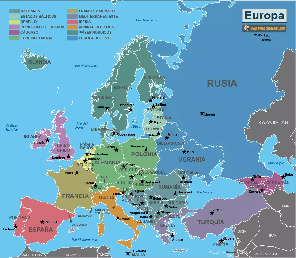 Mapa de países y regiones